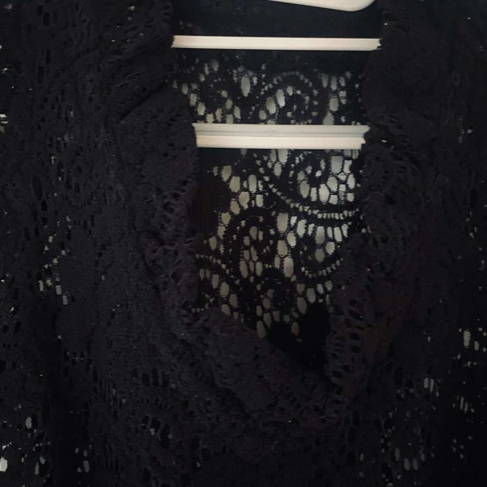 Black Crochet Knit Mini Dress - Picture 4 of 8